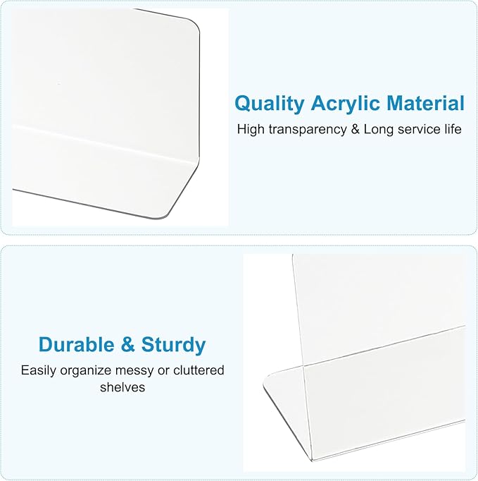 PATIKIL 6 Pack Shelf Dividers for Closet Organization, 7.9x1.18x2.4 Acrylic Closets Separator Kitchen Cabinet Shelves Under Bed Blocker for Bedroom Kitchen Office, Clear