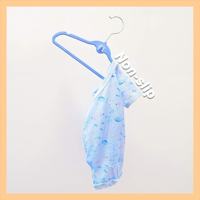 Pack of 30 Kids Velvet Hangers, Non-Slip Space-Saving with Cascading Mini Hooks, Multi-Color (Navy Blue, Light Blue and Grey) Baby and Toddler Clothes Organization