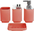 4Pack Bathroom Accessories Set, Bohemian Bathroom Sink Set, Contain Soap Dispenser, Toothbrush Holder, Soap Dish & Mouthwash Cup,Square soap and Toothbrush Holder Set