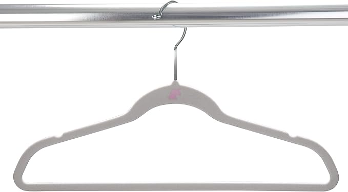 Simplify 50 Pack Kids Velvet Hangers | Slim | Non-Slip Design | Space Saving | Childrens Clothes | Shirts | Pants | Dresses | Baby Nursery | Closet Storage & Organization | White