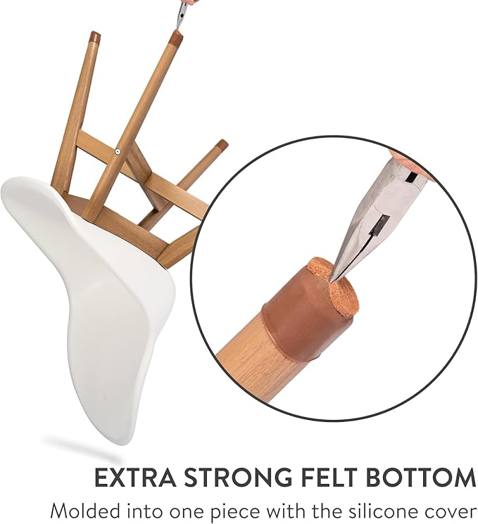 Aneaseit Chair Leg Floor Protectors - 16 pcs Brown - Felt Bottom Silicone Pads for Hardwood Floors & Furniture Feet - Rubber Caps for Chairs - Large