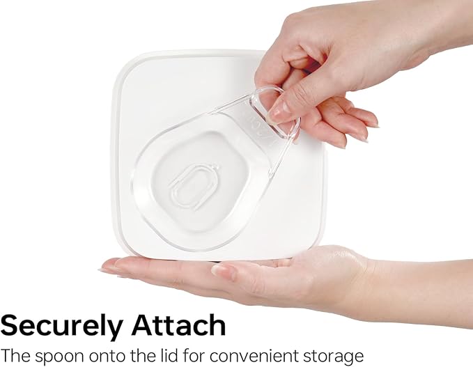 Felli Flip Tite Acrylic Food Storage Container with Lid 6” XL Air Tight Ring Seal Flip Top, Plastic Kitchen Baking Canister for 5 lb Flour Protein Powder Pantry Organizer (Nest-L, White) With Scoop