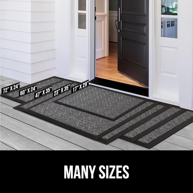 GORILLA GRIP 100% Waterproof All-Season WeatherMax Doormat, 47x35, US Designed Natural Rubber, Stain and Fade Resistant, Low Profile Indoor Outdoor Door Mats, Easy Clean Patio Mat, Latte Quatrefoil