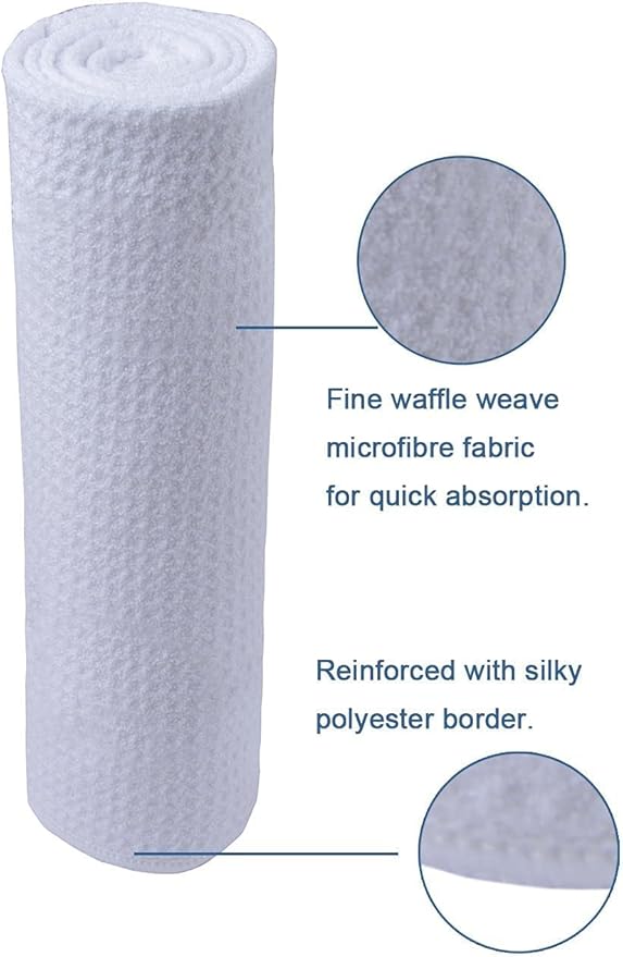 SINLAND Microfiber Dish Towel Kitchen Sublimation Towel Dishes Drying Towels and Kitchen Cleaning Cloth Waffle Towels 16inch X 24inch(3 Pack White)