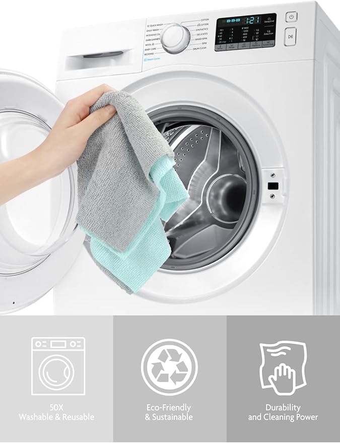 Fantasticlean Microfiber Cleaning Cloth Roll -75 Pack, Tear Away Microfiber Towels, 12" x 12", Reusable, Washable, Scratch Free, Ultra Absorbent Dishcloth for All-Around Cleaning Supplies (Blue)