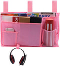 Bunk Bed Organizer - Bedside Storage Caddy with Pocket, Hanging Organizer for Camp, Dorm, Room, Hospital Bed Rail and More (Pink)