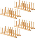 4 PCS Bamboo Dish Dying Rack - Pot Lid Plate Organizer Holder for Cabinet - Cutting Board Organizer-Plate Rack for Dish, Pot Lid, Bowl, Cup, Cutting Board