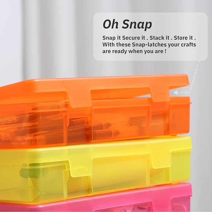 novelinks Plastic Clear Storage Containers for Organizing, Craft Storage Organizers and Stackable Storage Bins with Lids for Pencil Box, Bead, Cookie Cutter, Board Game (9 Pack Medium -Color)