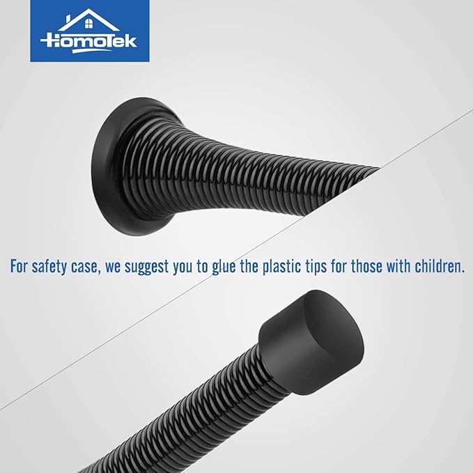 HOMOTEK 36 Pack Black Spring Door Stops,3-1/8" Heavy Duty Door Stop - Flexible Spring Door Stopper with Low Mounted Black Rubber Bumper Tips
