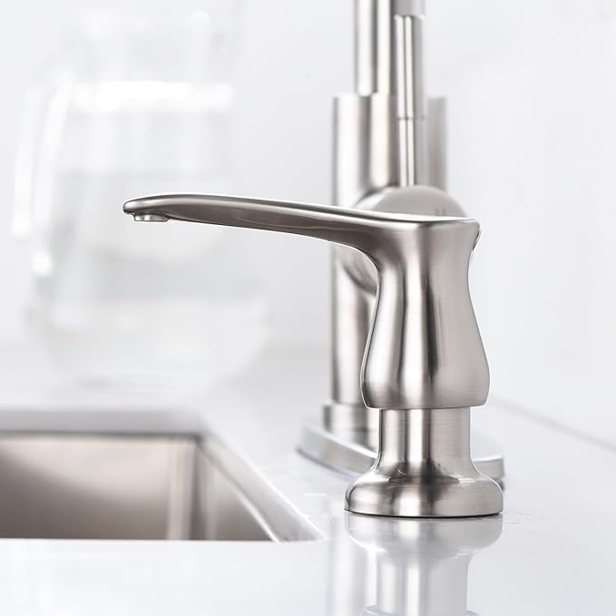 GAGALIFE Kitchen Sink Soap Dispenser - Brushed Nickel Built in Soap Dispenser with 17 OZ Bottle, Lotion Dispenser for Kitchen Sink, Refill from The Top