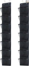 Over The Door Shoe Organizer, 14 Large Mesh Pockets Hanging Shoe Rack for Closet Organizers and Storage, 2-pack (black)