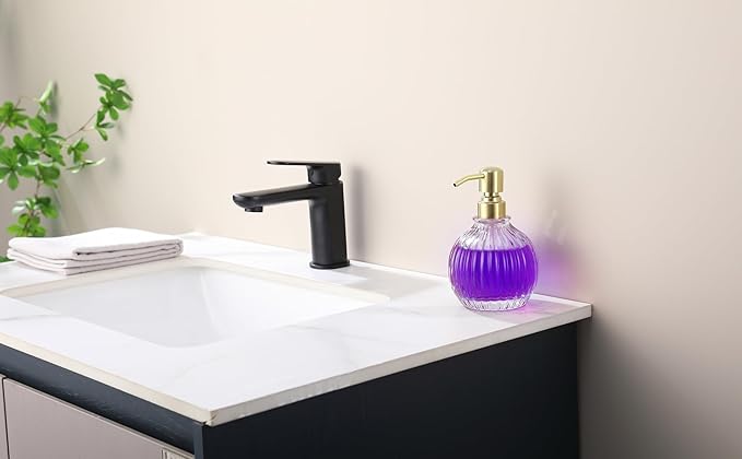 Round Bathroom Soap Dispenser Gold Pump, Glass Bottle with Stainless Steel Pump Liquid Soap Dispenser Sphere Counterto Hand Kitchen
