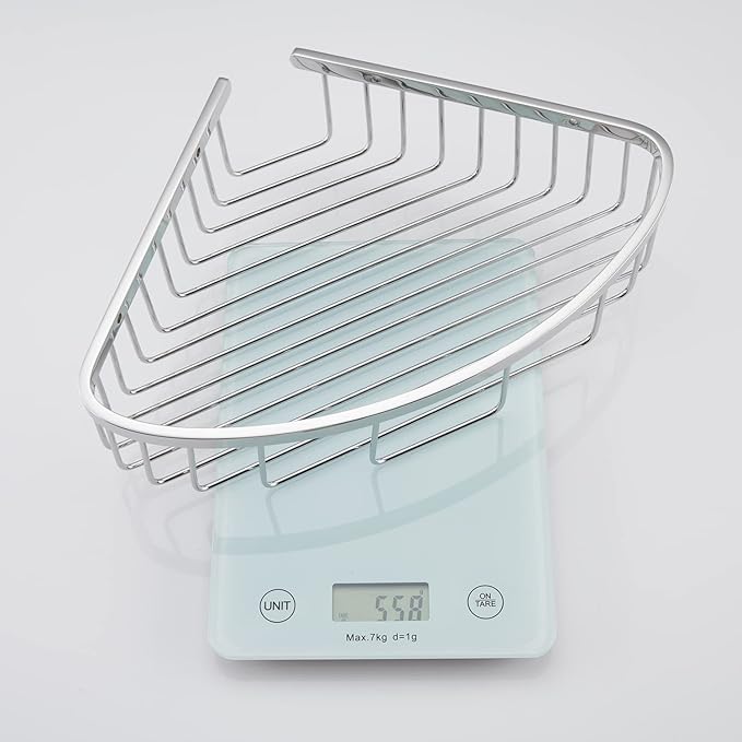 GORDEE Bathroom Shower Caddy Corner Shelf, Corner-Hollow Design, Ultra Sturdy Rust-Proof Stainless Steel Shelf Organizer Shampoo Holder, Wall Mounted Storage Rack for Bathroom, Polished Chrome