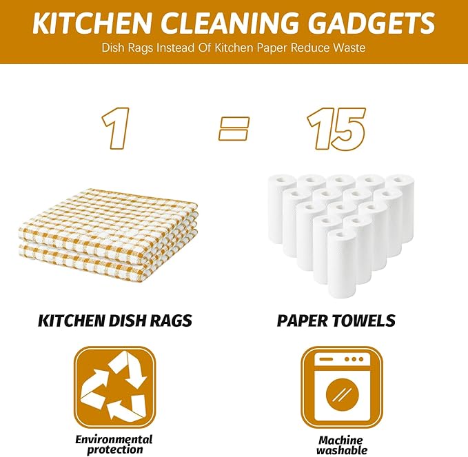 Nialnant 8 Pcs Kitchen Dish Rags,100% Cotton Kitchen Towels Soft Absorbent Quick Drying Dish Cloths for Washing Dishes,Cleaning rags-11 x 11In Orange
