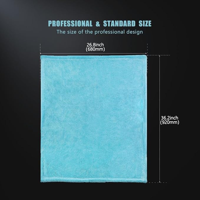 SPTA The Liquid8r - Absorbent 70/30 Blend Microfiber Drying Towel for Cars, Trucks, SUVs, Safe for Detailing + Scratch Free, Twist Loop, 1100gsm, 26.8in x 36.2in, Aqua Blue-MT037