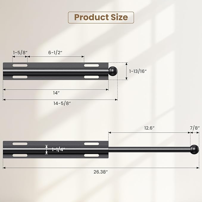 14" Valet Rod for Closet Pull Out, Retractable Slide Out Valet Rod Closet Organization, Aluminum Valet Clothing Hanger Rods Perfect for Suits, Dresses & Freshly Pressed Clothes, Black