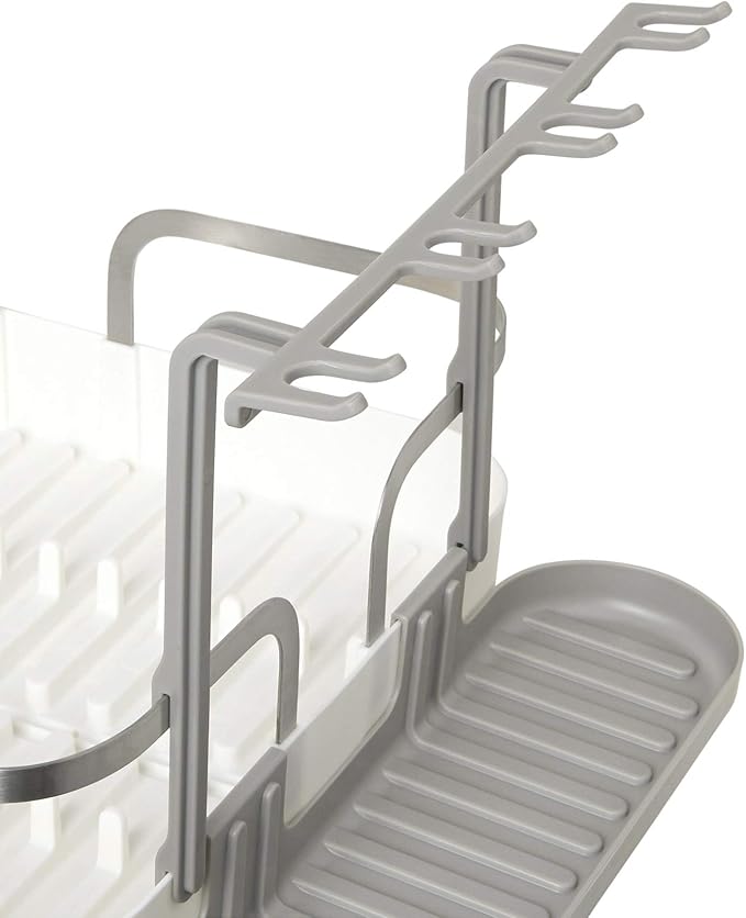 Umbra Holster Dish Rack– Molded Plastic Dish Drying Rack with Drainage Spout, White