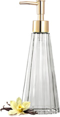 EMPO Vintage Elegant Glass Soap Dispenser, Liquid Soap/Sanitizer/Shampoo Bottle with Pump, Rustic Farmhouse Decor Crystal Hand Soap Dispenser Bathroom Accessories (Clear)
