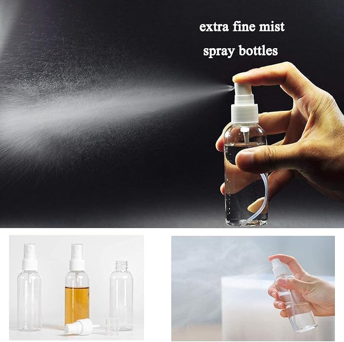 ZEJIA 9 Pack Small Spray Bottle, 2.7oz/80ml Travel Spray Bottle, Empty Fine Mist Spray Bottles, Refillable Mini Spray Bottles with Labels