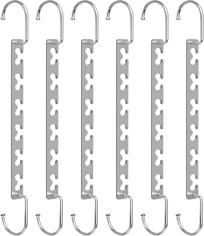 Space Saving Hangers for Clothes 6 Pack, Sturdy Metal Hangers Wardrobe Organizer, Magic Cascading Hanger, Closet Space Saver Closet Organizers and Storage