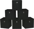 Black Fabric Cubes Storage Containers ,11 Inch Cloth Storage Cube Foldable Storage Bins Cubes Organizer Baskets with Dual Handles for Shelf Closet Set of 6,(Black)
