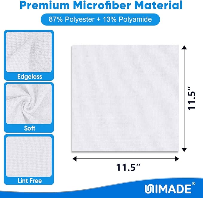 Microfiber Cleaning Cloth, 10 Pack Reusable Microfiber Towels for Cars Lint Free Cleaning Shop Towel Rags for Home Kitchen Automotive Bar Mechanic Restaurant Garage, 11.5"x 11.5", White