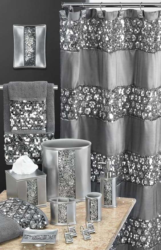 Zahari Home Sinatra Bath Tumbler Toothbrush and Toothpaste Holder Makeup Brushes Organizer, Silver