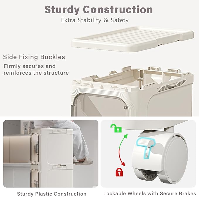 2-Tier Slim Bathroom Storage Cabinet, Narrow Storage Cabinet with Wheels, Adjustable Shelves, Magnetic Doors, Water-Proof, Anti-Tip Skinny Organizer Cabinet for Small Space, Cream White