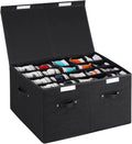 Large Shoe Organizer for Closet Fits 20 Pairs, Shoe Storage Box Bins Containers with Lid and Adjustable Dividers for Shoes, Sneakers and High Heeled, Hard Shell and Stackable （Black）
