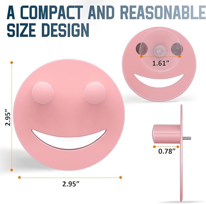 Stainless Steel Smiley Face Sponge Holder, Silver Sink Caddy Organizer Storage with Suction Cup for Kitchen, Kitchen Accessories Decor Scrubber-Pink