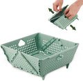 Plastic Collapsible Strainers and Colanders, Foldable Food Strainer for Kitchen, Space-Saving Folding Drain Basket Bowl for Pasta Fruit Vegetables Drainage Storage Dishwasher (Green)