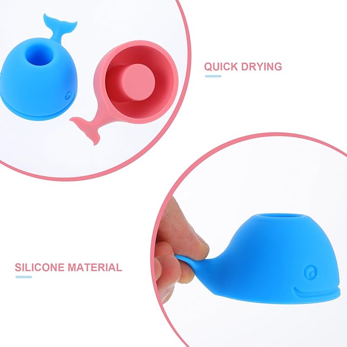 ADOCARN Whale Toothbrush Holder Toothbrush Cover Set Bathroom Accessories 2pcs Set
