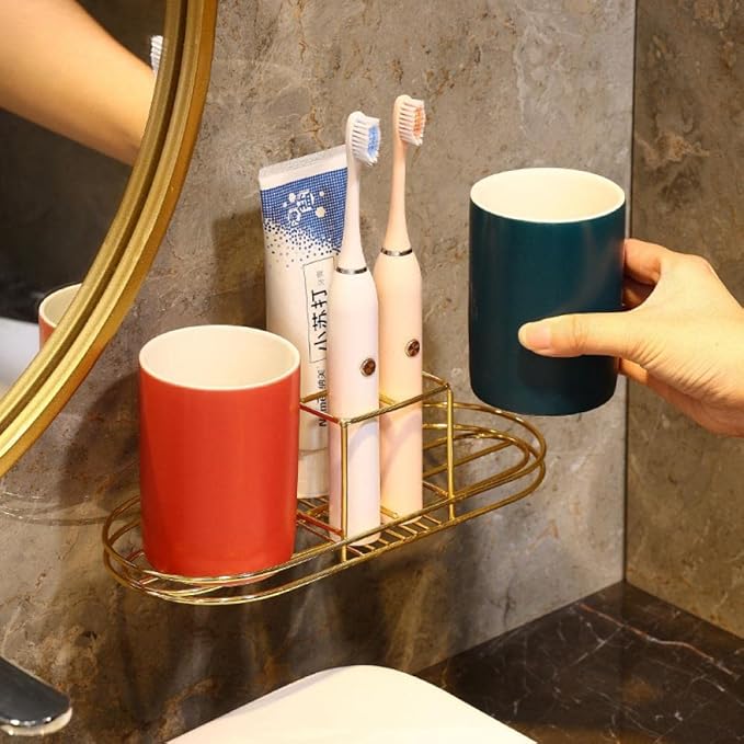 Gaolinci 2 Pcs Bathroom Cups, Ceramics Toothbrush Holder, Tumbler Cup, 9 Oz