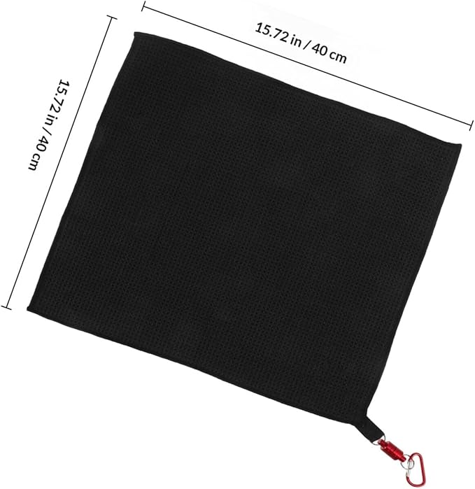 Waffle Microfiber Golf Towel with Magnetic Clip Breathable Cleaning Cloth for Golf Balls Black Sports Towel for Men and Women