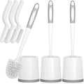 Toilet Brush, 3 Pack Toilet Brushes for Bathroom with Holder, Bathroom Accessories Toilet Bowl Brush with 3 Clean Brush, Toilet Scrub Brush, Toilet Brush Set for Deep Cleaning, White