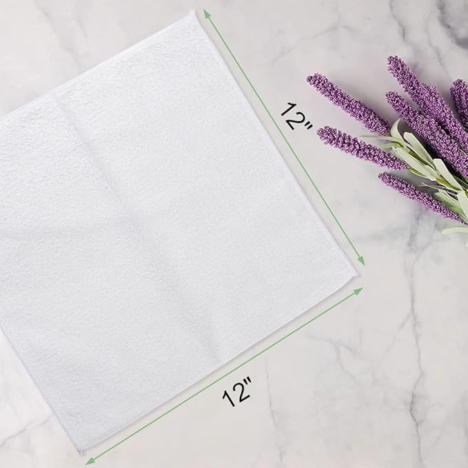 Washcloths - 20 Pack - Face Towels (12" x 12"), Highly Soft Wash Cloths and Hand Towels, Fast Drying Multi-Purpose Microfiber Cleansing Cloths for Bathroom, Hotel, Spa, and Salon - White