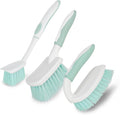 3 Pack Bathroom Scrub Brush Set, Heavy-Duty Scrub Brushes for Cleaning Floor, Green Scrubbing Brush with Non-Slip Handle and Stiff Bristles for Bathtub, Tub, Tile, Gap, Kitchen, Sink