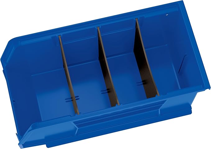 Akro-Mils 41230 Plastic Width Dividers for AkroBins Stackable Storage Bins Model 30230, Custom Storage Inserts for Tools, Crafts & Supplies, 6-Pack, Black
