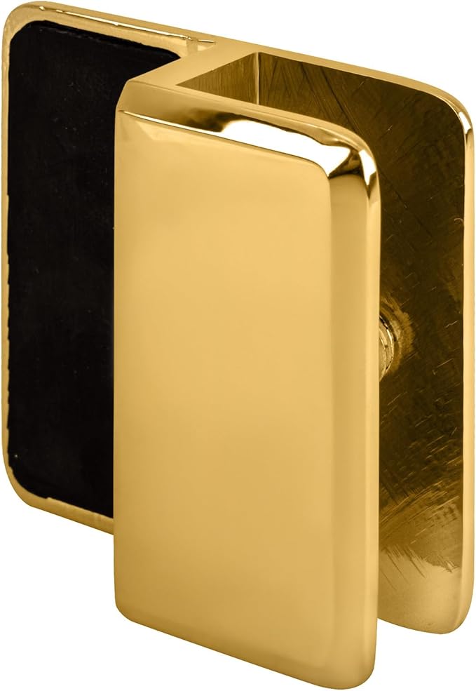 Brixwell BDS1BR Beveled Style Frameless Shower Door Stop 1/4" to 3/8" (6mm to 10mm) Glazing Thickness Polished Brass Finish