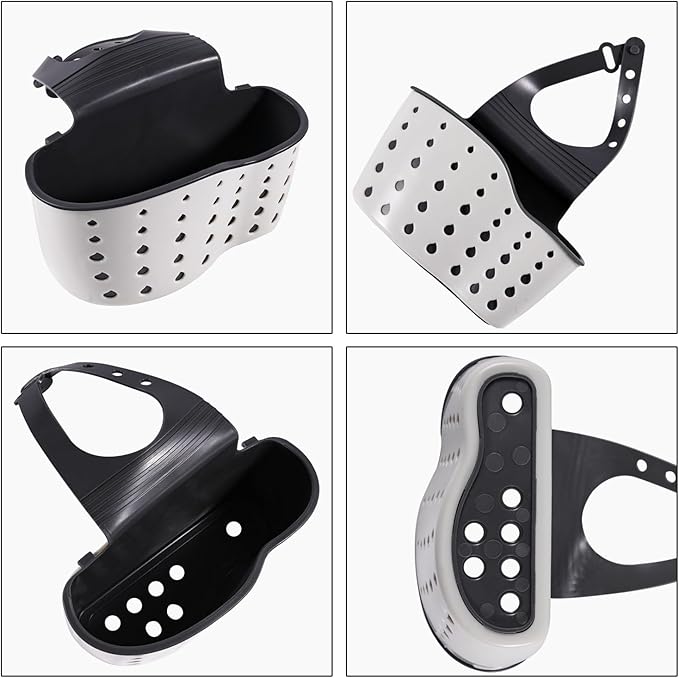 Kitchen Sink Caddy Sponge Holder for Kitchen Sink Accessories Organizer Dish Sponge Holder Ajustable Strap Faucet with Drain Holes for Drying (1 pc Beige)