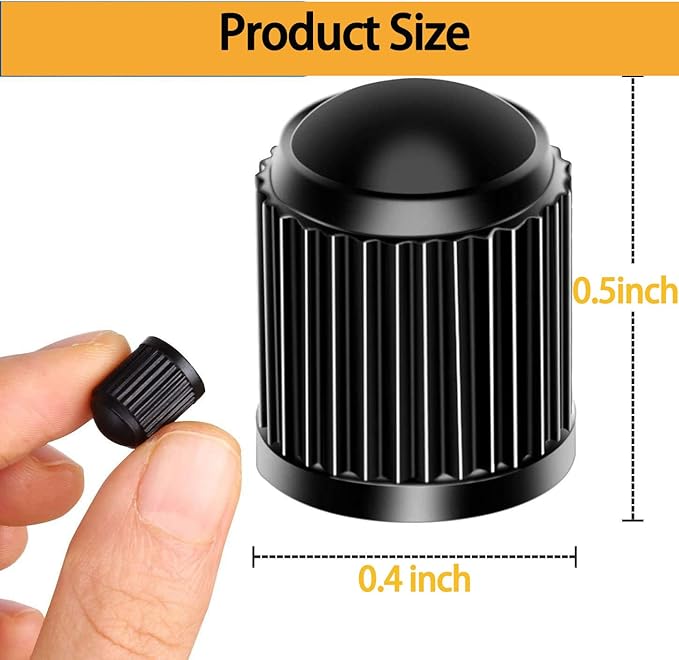 100 Pcs Valve Stem Caps Tire Caps Plastic Black Valve Tire Covers for Car, SUV, Bike, Bicycle, Truck, Motorcycle, Dust Proof, with O Rubber Ring