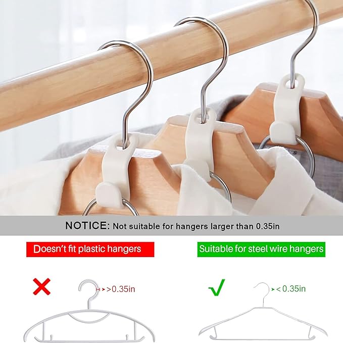100PCS Clothes Hanger Connector Hooks, Hanger Extender Clips,Cascading Hanger Hooks,Used in Closet Hangers Space Saving and Organizer Closets