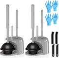 2PACK 4 in 1 Toilet Brush and Plunger Set with Crevice Cleaning Brush, Toilet Plunger and Brush Set with Extra Long Handle, Plungers for Bathroom Accessories, Toilet Plunger with Holder, Dark Gray