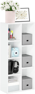 Furinno LUDER Book Shelf, 7-Cube Bookshelf, Bookcase, 9.4 x 19.5 x 41.7, for Living Room, Bedroom, Home Office, White