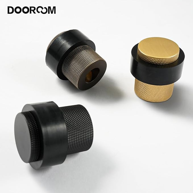 1-1/2 Inch Length 1-3/5 Height Magnetic Door Stopper Heavy Duty Magnetic Door Catch Door Holder Brass Wall and Floor Mounted Hardware Quite Doorstop Keep Door Open, 4 Pack, Matt Black