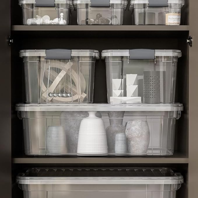 Superio Storage Bins with Lids, Clear Plastic Containers for Organizing, Stackable Totes, BPA Free, Odor Free, Organizer Boxes for Home, and Dorm (5 Pack, 36 Qt)