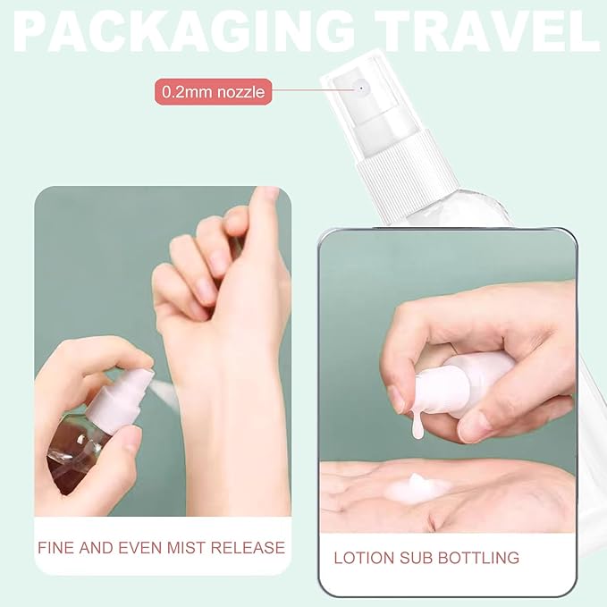 Small Spray Bottle, Spray Bottles, Clear Empty Fine Mist Plastic Mini Travel Bottle Set, Small Refillable Containers, 2 * 50ml, 2 * 100ml