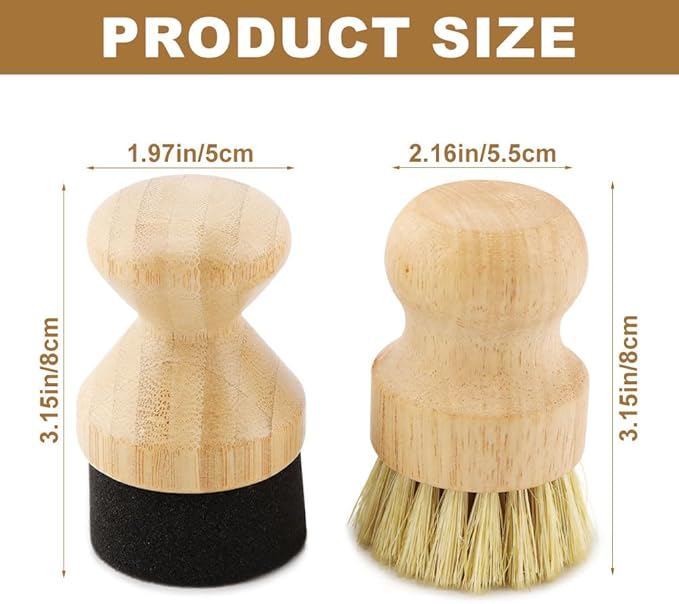 Cutting Board Oil Wax Applicator & Scrub Brush Set, Bamboo Sisal Fiber and Sponge for Wooden Utensils, Worktops, and Food-Safe Mineral Oil Maintenance