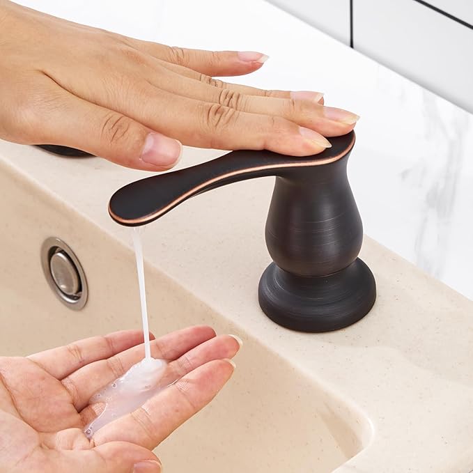 GAGALIFE Kitchen Sink Soap Dispenser Oil Rubbed Bronze, Built in Soap Dispenser with 17 OZ Bottle, Refill from The Top, Liquid Dispenser for Kitchen Sink