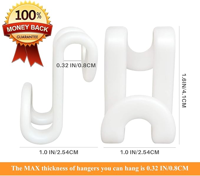 Clothes Hanger Connector Hooks, Outfit Hangers, Hanger Extender Clips, Cascading Hanger Hooks, Velvet Huggable Hangers Accessory, Heavy Duty Space Saving for Closet 60 Pack (White)